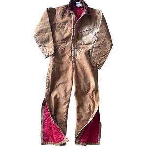Vintage Carhartt X01 BRN 34 Short Bloody Guts Insulated Caramel Brown Coveralls